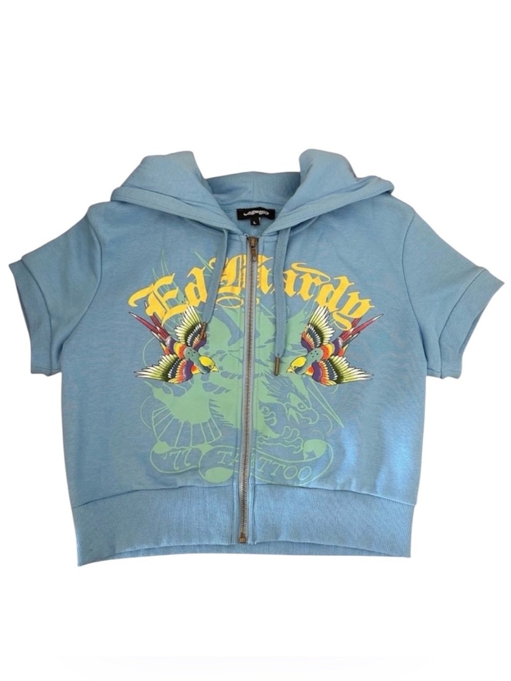 Ed Hardy Short Sleeve Crop Zip Hoodie